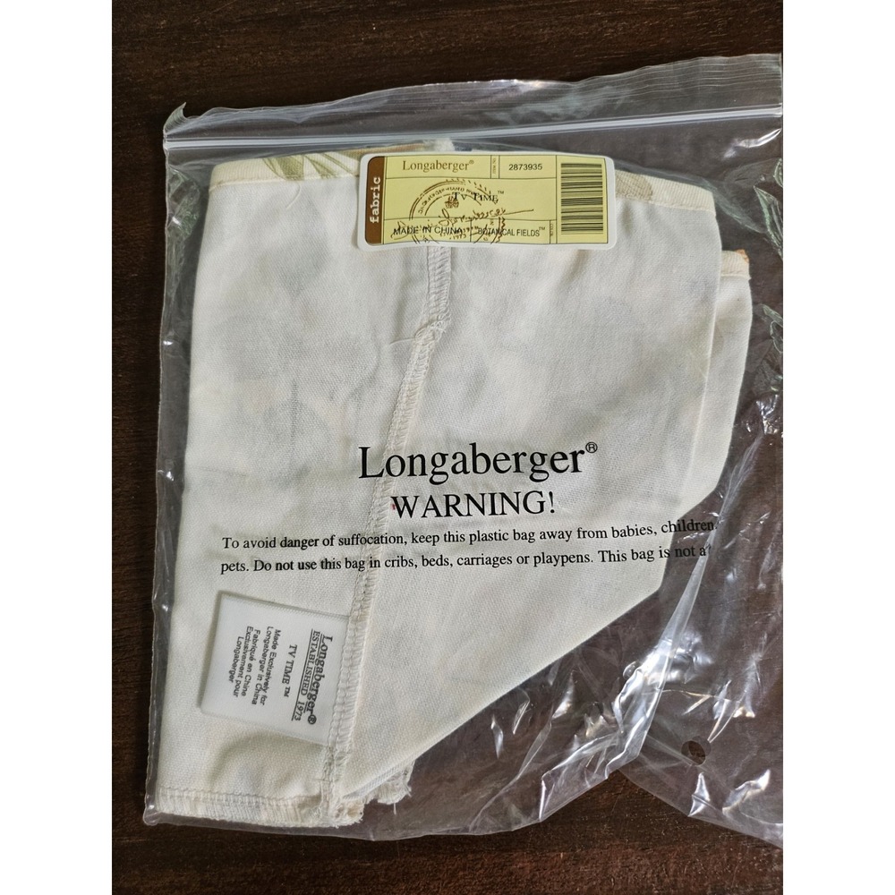 Longaberger TV Time Basket Botanical Fields Fabric OE Liner New in Original Bag